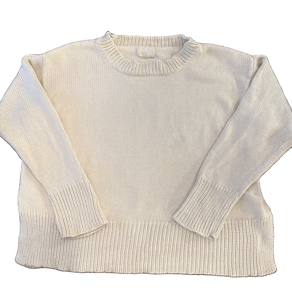 Honest COTTON KNIT SWEATER Women's OS Hand Knit Ivory Quiet Luxury Minimalist